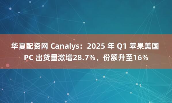 华夏配资网 Canalys：2025 年 Q1 苹果美国 PC 出货量激增28.7%，份额升至16%